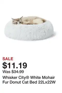 Petsmart Whisker City White Mohair Fur Donut Cat Bed 22Lx22W offer