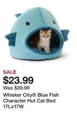 Petsmart Whisker City Blue Fish Character Hut Cat Bed 17Lx17W offer