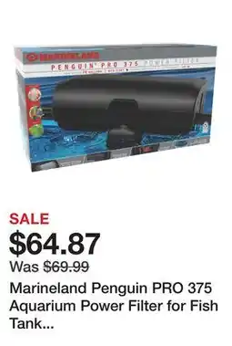 Petsmart Marineland Penguin PRO 375 Aquarium Power Filter for Fish Tank Filtration offer