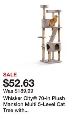 Petsmart Whisker City 70-in Plush Mansion Multi 5-Level Cat Tree with Scratching Posts, Corrugate Scratcher offer