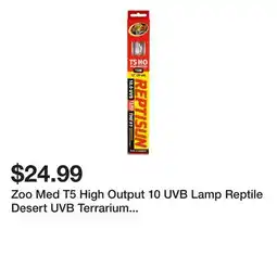Petsmart Zoo Med T5 High Output 10 UVB Lamp Reptile Desert UVB Terrarium Lighting - 12-22 in offer