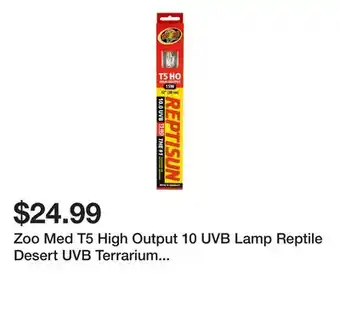 Petsmart Zoo Med T5 High Output 10 UVB Lamp Reptile Desert UVB Terrarium Lighting - 12-22 in offer