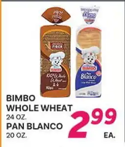El Paso Grande BIMBO WHOLE WHEAT 24 OZ. PAN BLANCO 20 OZ offer