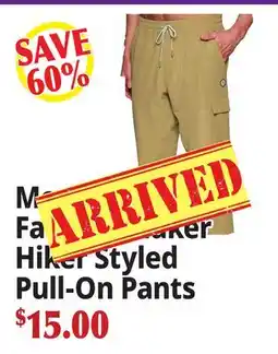 Ocean State Job Lot Marrick Fahey Walker Hiker Styled Pull-On Pants offer