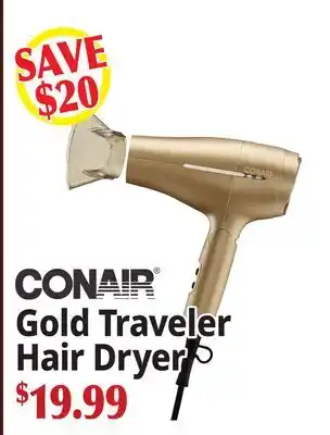 Ocean State Job Lot CONAIR Gold Traveler Hair Dryer offer
