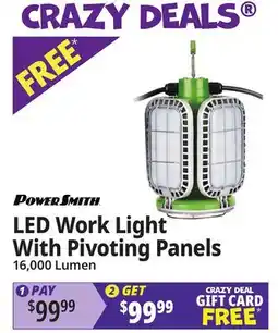 Ocean State Job Lot POWERSMITH LED Work Light With Pivoting Panels offer