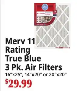 Ocean State Job Lot Merv 11 Rating True Blue 3 Pk. Air Filters offer