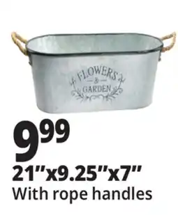 Ocean State Job Lot Galvanized Steel Garden Trough with Rope Handles 21 x 9.25 offer