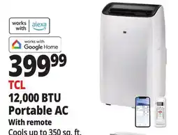 Ocean State Job Lot TCL 12 000 BTU (8 350 DOE) Smart Portable Air Conditioner offer