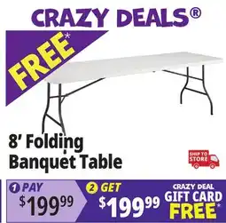 Ocean State Job Lot 8' Folding Banquet Table offer