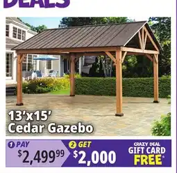 Ocean State Job Lot 13'x15' Cedar Gazebo offer