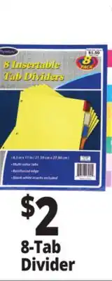 Ocean State Job Lot 8-Tab Divider offer