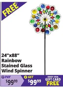 Ocean State Job Lot 24x88 Rainbow Stained Glass Wind Spinner offer