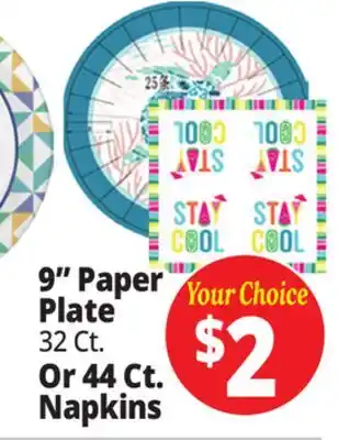 Ocean State Job Lot 9 Paper Plate Or 44 Ct. Napkins offer