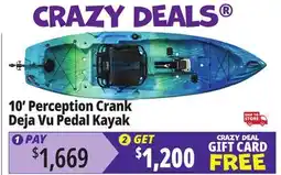 Ocean State Job Lot Perception Crank 10.0 Recreational Pedal Kayak Deja Vu offer