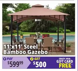 Ocean State Job Lot Sunjoy 11' x 11' Canopy Gazebo with Bamboo Look Steel Frame offer