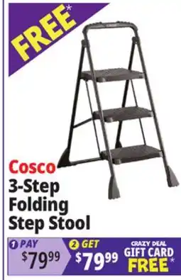 Ocean State Job Lot Cosco 3-Step Folding Step Stool with Top Cap Black offer
