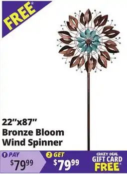 Ocean State Job Lot Bronze Bloom Wind Spinner offer