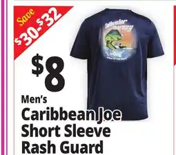 Ocean State Job Lot Men's Caribbean Joe Short Sleeve Rash Guard offer