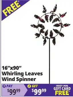 Ocean State Job Lot 16x90 Whirling Leaves Wind Spinner offer