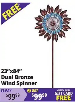Ocean State Job Lot 23x84 Dual Bronze Wind Spinner offer