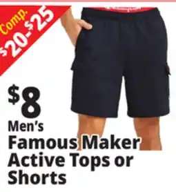 Ocean State Job Lot Men's Famous Maker Active Tops or Shorts offer