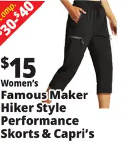 Ocean State Job Lot Women's Famous Maker Hiker Style Performance Skorts & Capri's offer