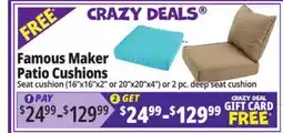 Ocean State Job Lot Famous Maker Patio Cushions offer