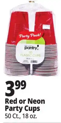Ocean State Job Lot Red or Neon Party Cups offer