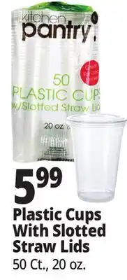 Ocean State Job Lot Plastic Cups With Slotted Straw Lids offer