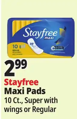 Ocean State Job Lot Stayfree Maxi Pads offer