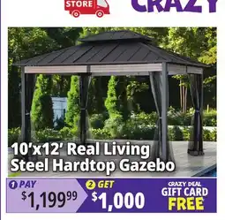 Ocean State Job Lot 10'x12' Real Living Steel Hardtop Gazebo offer