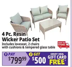 Ocean State Job Lot 4 Pc. Resin Wicker Patio Set offer