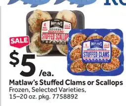 Stop&Shop Matlaw's Stuffed Clams or Scallops offer