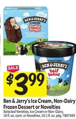 Stop&Shop Ben & Jerry's Ice Cream, Non-Dairy Frozen Dessert or Novelties offer