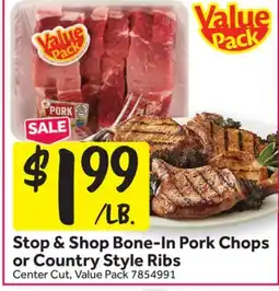 Stop&Shop Stop & Shop Bone-In Pork Chops or Country Style Ribs offer