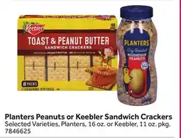 Stop&Shop Planters Peanuts or Keebler Sandwich Crackers offer