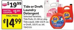 Stop&Shop Tide or Dreft Laundry Detergent offer