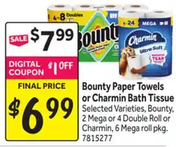 Stop&Shop Bounty Paper Towels or Charmin Bath Tissue offer