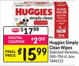 Stop&Shop Huggies Simply Clean Wipes offer