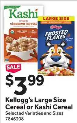 Stop&Shop Kellogg's Large Size Cereal or Kashi Cereal offer