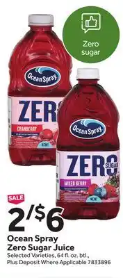 Stop&Shop Ocean Spray Zero Sugar Juice offer