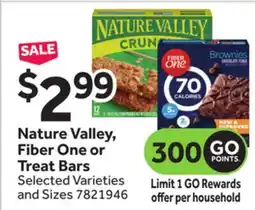 Stop&Shop Nature Valley, Fiber One or Treat Bars offer