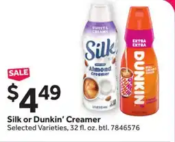 Stop&Shop Silk or Dunkin' Creamer offer