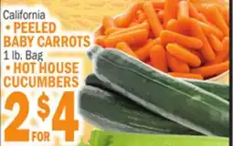 C Town •PEELED BABY CARROTS •HOT HOUSE CUCUMBERS offer