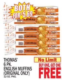 C Town THOMAS' 6 PK. ENGLISH MUFFINS (ORIGINAL ONLY) offer