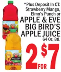 C Town APPLE & EVE BIG BIRD'S APPLE JUICE offer