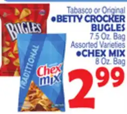 Bravo Supermarkets • BETTY CROCKER BUGLES 7.5 Oz. Bag • CHEX MIX 8 Oz. Bag offer