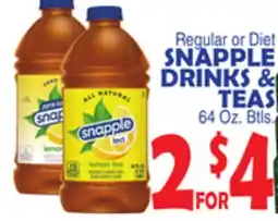 Bravo Supermarkets SNAPPLE DRINKS & TEAS offer