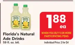ACME Florida's Natural Ade Drinks offer
